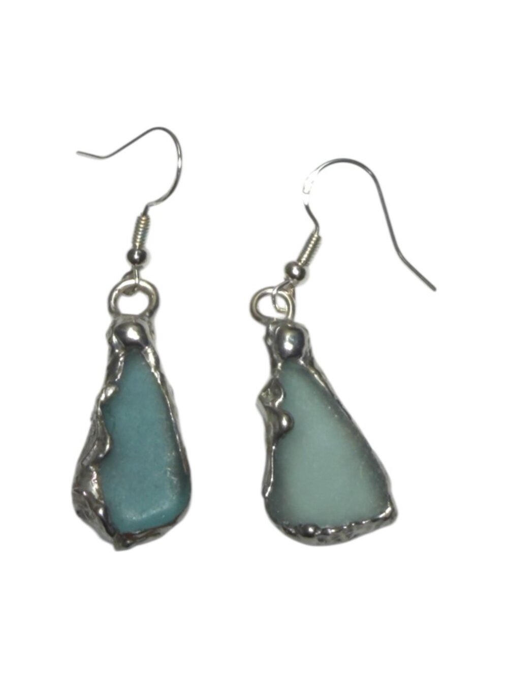 West Coast Sea Glass & Silver Dangle Earrings | 925 Hooks | Alma Antigua - Picture 3 of 12